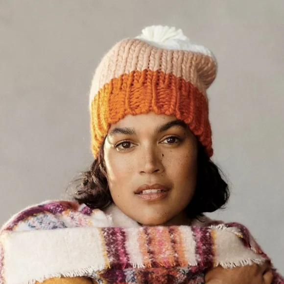 Anthropologie Colorblock Pommed Beanie- ivory/black Colorblock Pommed Beanie | Anthropologie main image 2